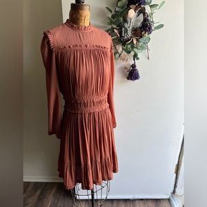 Smocked ruffle mini dress /Small /Anthro /NWT